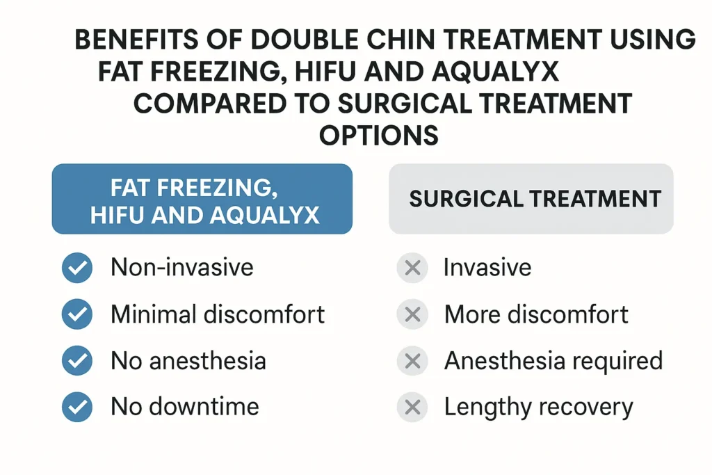 Graphic about the benefits of double chin treatment Chessington - from LA LIPO
