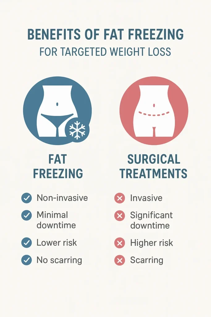 graphic showing the benefits of fat freezing Chessington